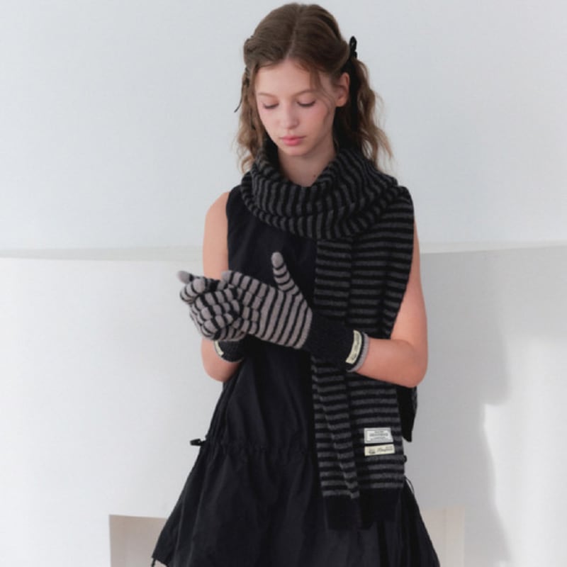 RENNYRENNIE STRAW STRIPE LONG GLOVES - Choose 1 of 3 striped long gloves