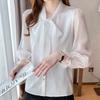 Navava Romantic Sheer Ribbon Neck Long Sleeve Blouse Nb1944
