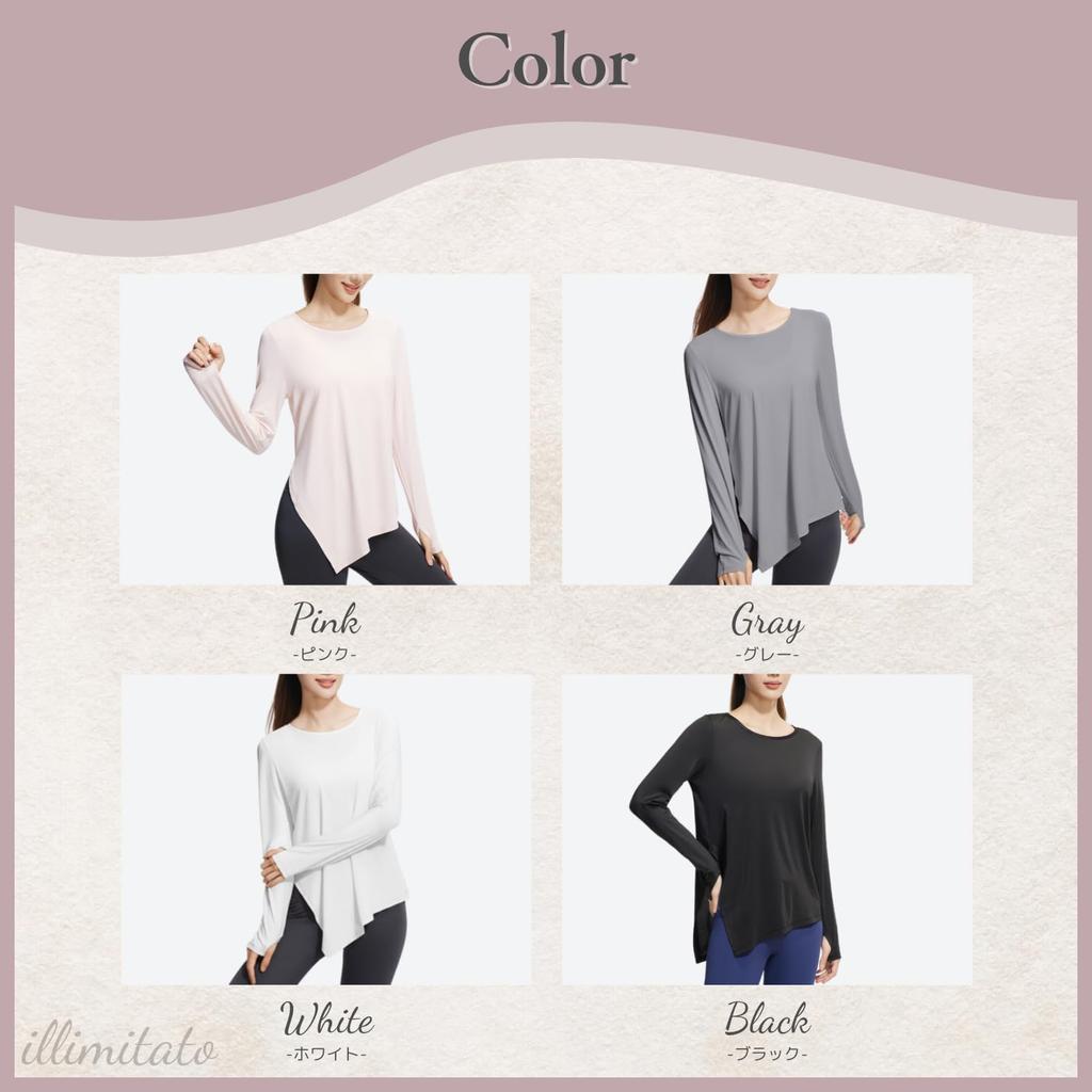 Illmitato Yoga Long Sleeves Fitness Wear for Long Pilates Hot Size Top, (High-Quality Women), Flattering, Length, Wear, Yoga, Women's (Pink, L)