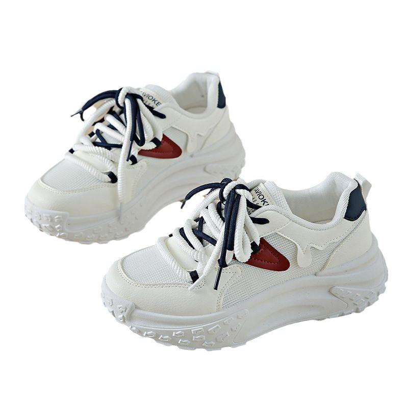 Daddy Shoes Women's 2025 New Summer and Autumn Women's Shoes Versatile Height-increasing Low-top Mesh Platform Casual Sports Shoes
