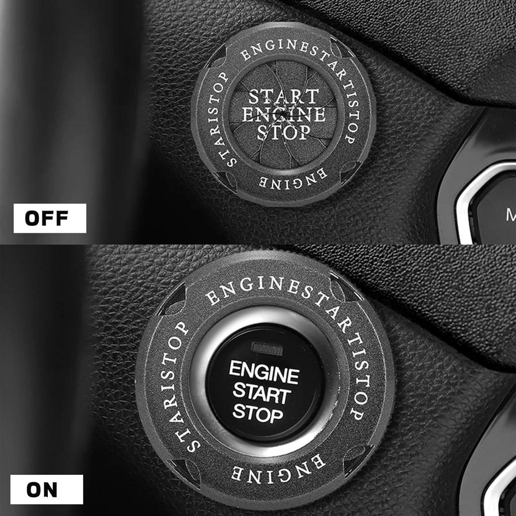 Car Push Start Stop Button Cover, Rotary Engine Start Spin Cover (Black)