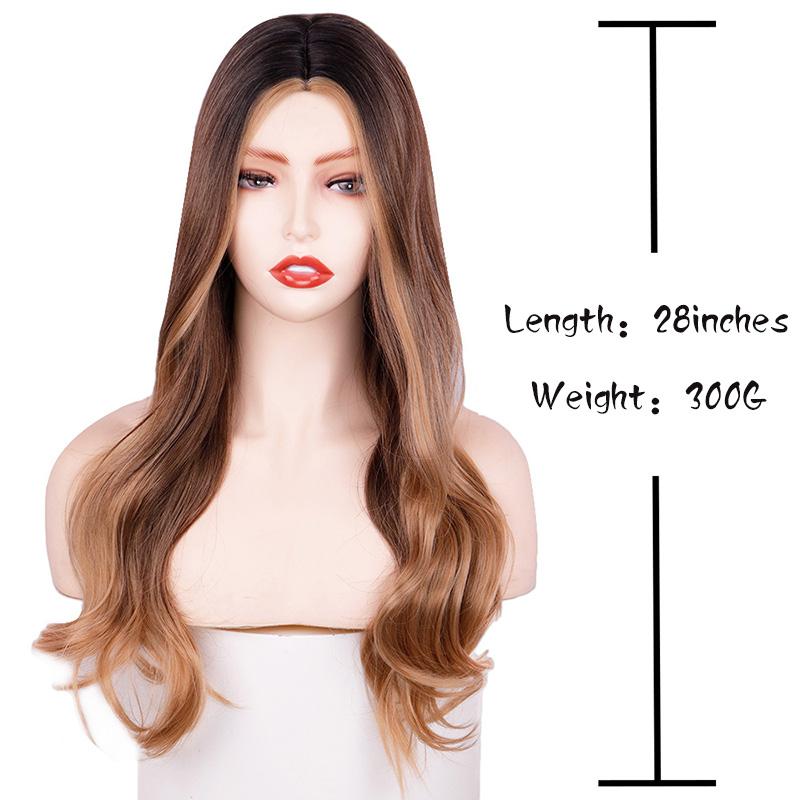 Brown Long Curly Hair Women Daily Heat Resistant Wig