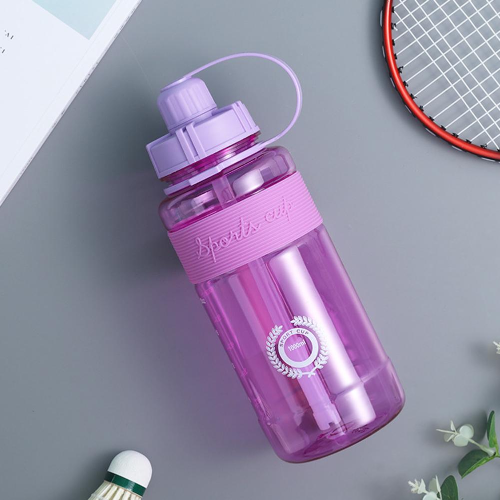 Bärbar Vattenkopp 1000ml Stor Kapacitet Sportmuggar Med Sugrör Vattenflaska Med Skala För Fitness Gymmet Camping