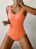 2024 European & American Multi-Color Candy One-Piece Women's Swimsuit In New Wrinkled Fabric