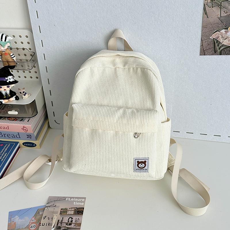 Mini Ryggsekk Dame Cordfløyel Ryggsekk Student Skoleveske