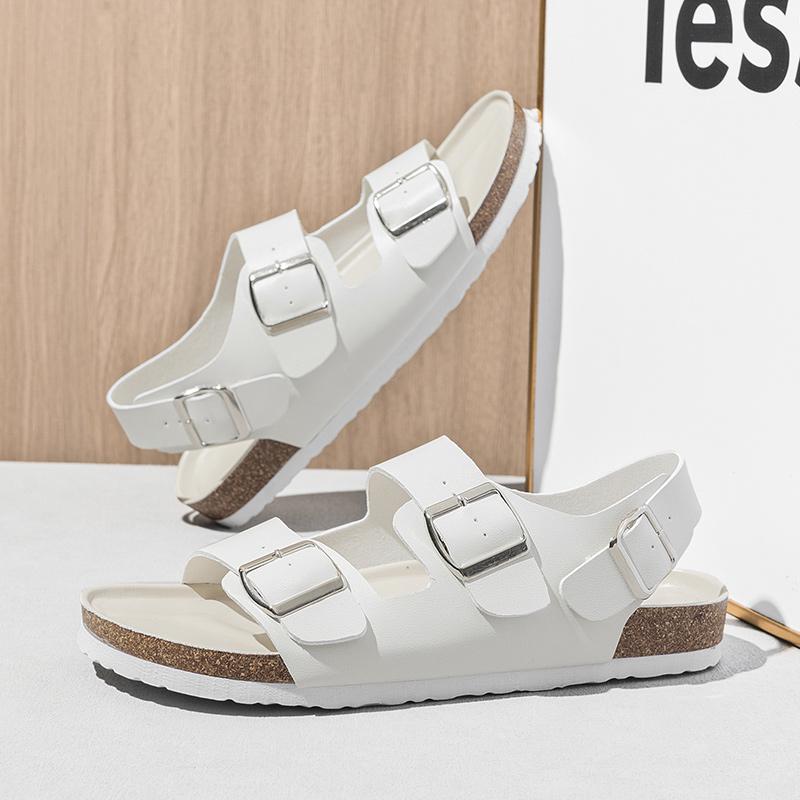 Fashion Italian Brand Minimalist White Men's Soft Sole Sandals Beach Shoes Men's Commuting Work Shoes Summer Hollowed Out Casual Shoes