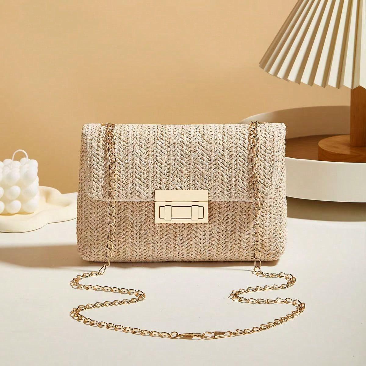 Sac à bandoulière en forme de fraise avec chaîne Sac bandoulière Double fermeture à clé Sac à main pour femme beige multicolore