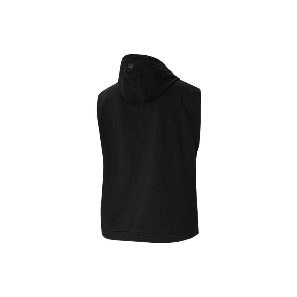 adidas Felpa con cappuccio e zip senza maniche da uomo Top Nero HY4626