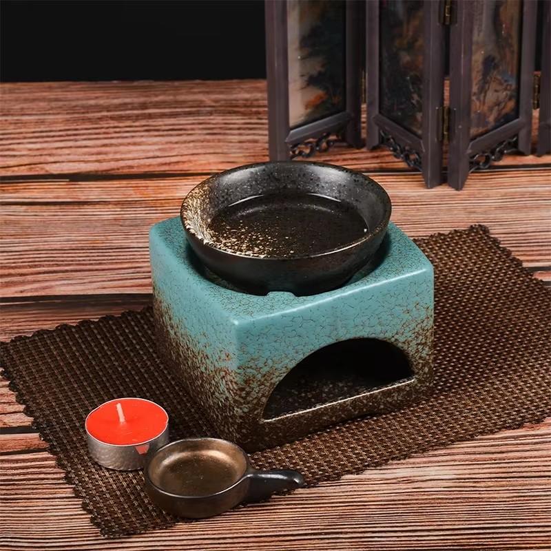 3 in 1 Tea Stove Retro Oil Incense Burner Ceramic Essential Aromatherapy Lamps Aroma Stove Home Living Room Indoor Candle Holder