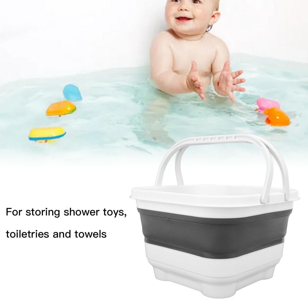 Foldable Bath Toy Organizer 30x28x18cm White+Black with Quick Drain