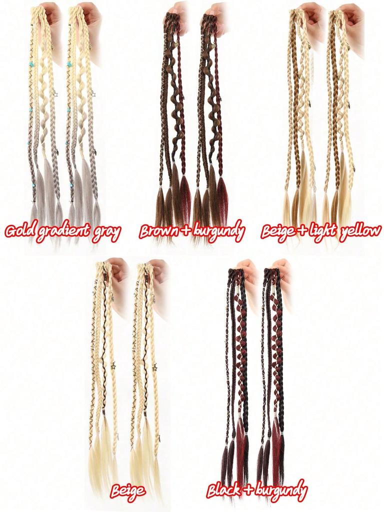2Pcs Long Braid Hairpiece Clip In Hair Extensions