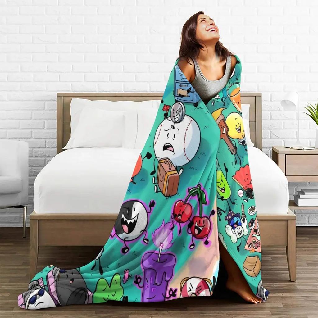 BFDI Inanimate Insanity Alle Charaktere Cartoon-Decke Battle for Dream Island Decke Bettwäsche Büro Weiche Schlafzimmer-Steppdecke