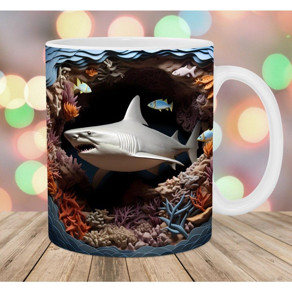 Большая белая акула тигровая акула мегалодон морская керамическая кофейная кружка чашка 301-400ml