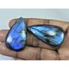 41-45 MM Natural Labradorite Multi Pear Cabochon Loose Gemstone 2 Pcs Lot D-266