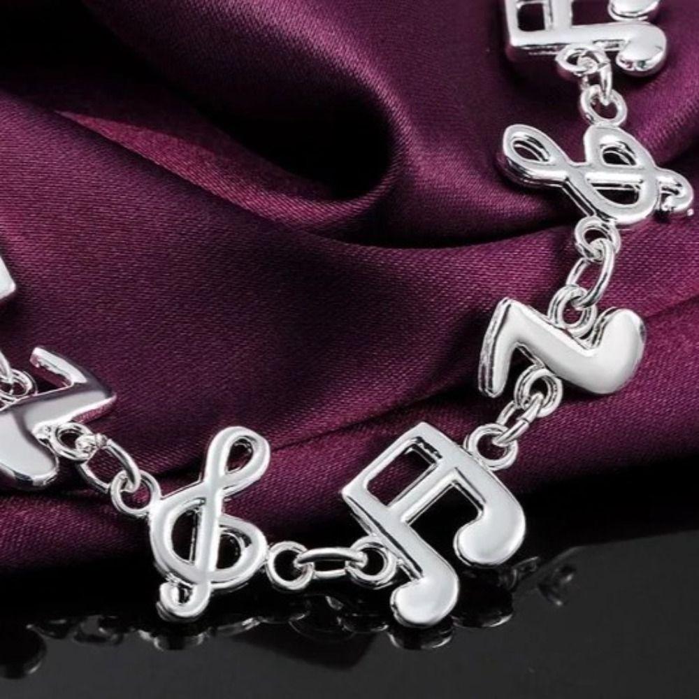 Adjustable Music Note Bracelet Jewelry Eight Note Hand Chain Beautiful Silver Bangle  Girl