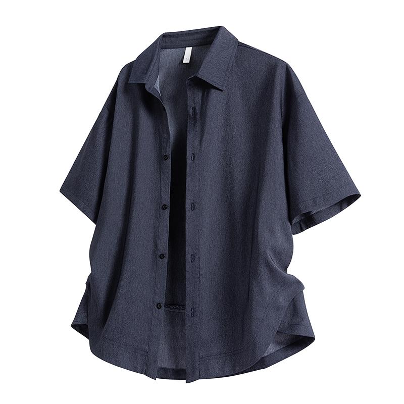 Retro Workwear Short Sleeved Shirt Men's Loose Collared Casual Shirt Summer Shirt