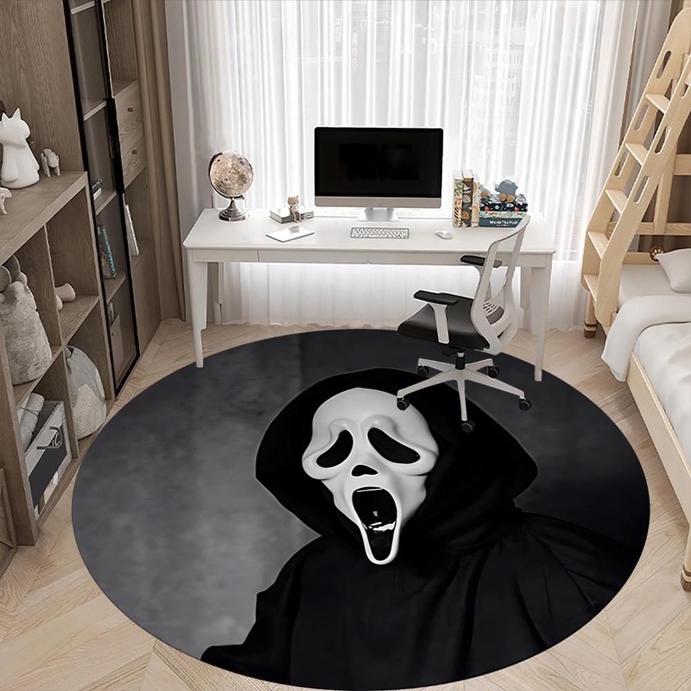 1pc Scream Mask Chair Carpet for Office Non Slip, Machine Washable Rug for Office, Room Holiday Decor for Christmas, Birthday Polyester