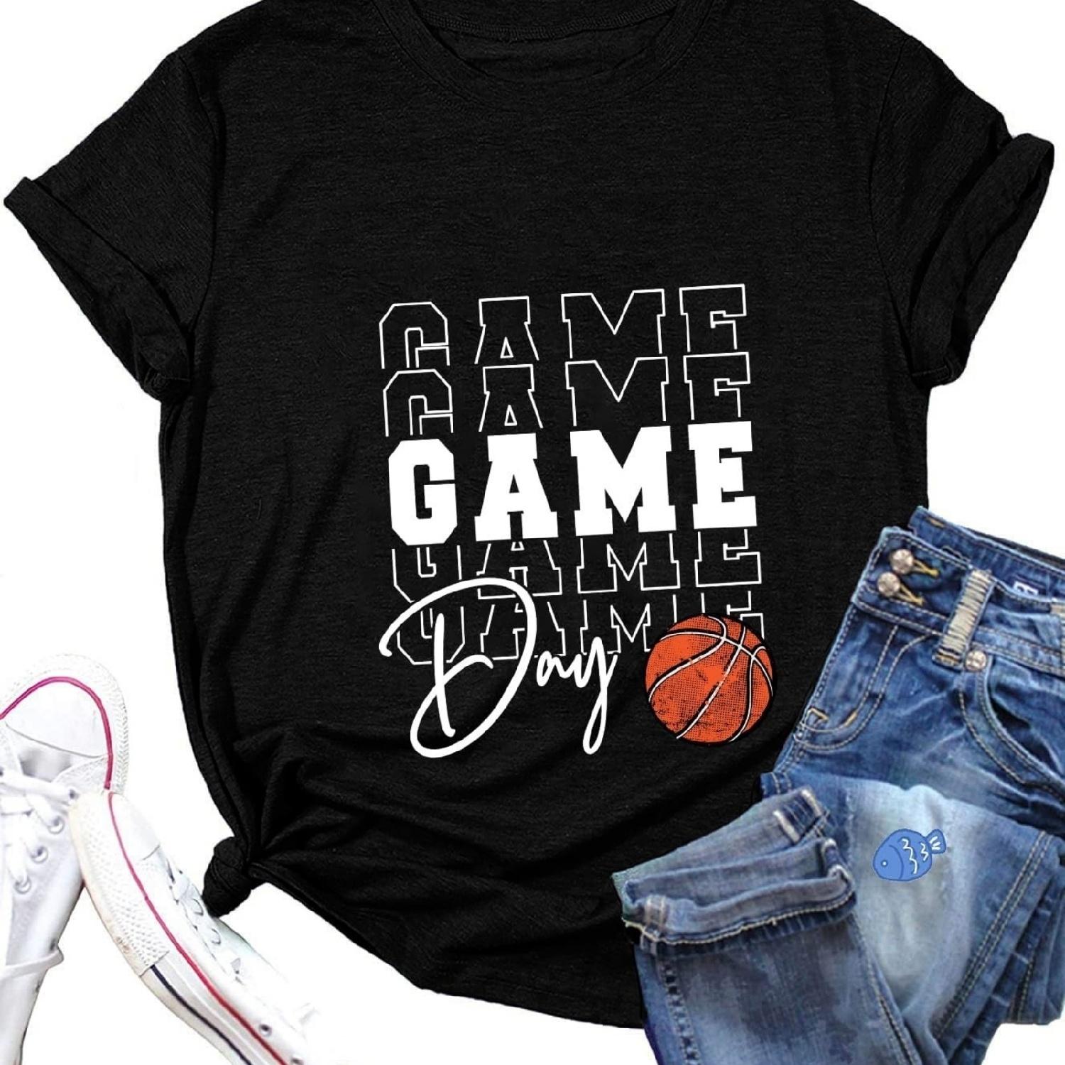 

Basketball Mom T-Shirt Game Day Basketball Funny Novelty Graphic Top for Women XXXXXL різнокольоровий