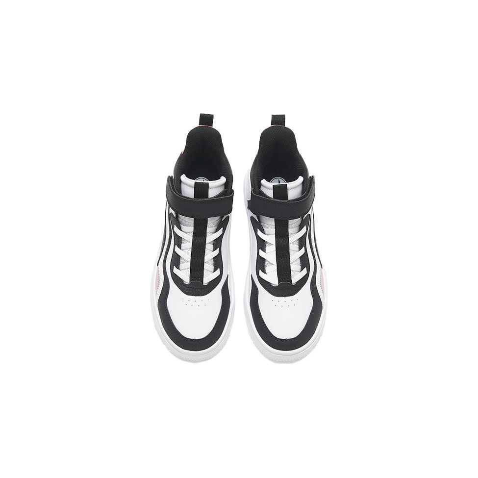 Anta Kids Synthetic Leather Non-Slip Wear-Resistant High-Top Skate Shoes Kids Sneakers Black White Pink A322338035-1