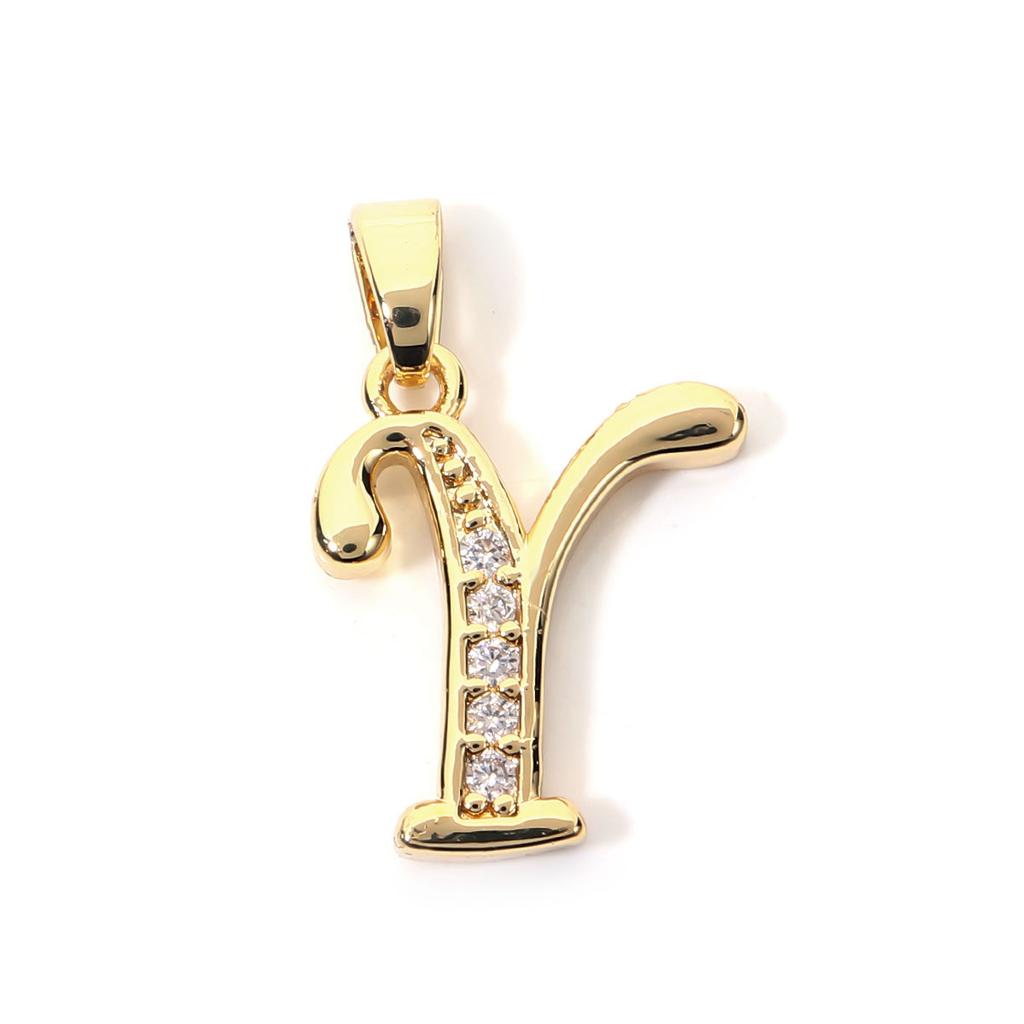 Fashion Gold Plated Letter Charms Alphabet A-Z Zircon Metal Letter Pendants For Jewelry Making DIY Bracelet Necklace Accessories
