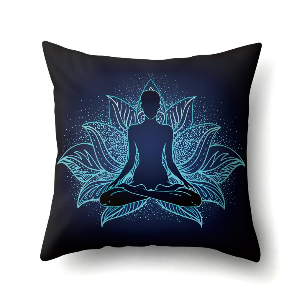 45X45Pillow Case Home Decoration Buddha Statue Cushion Cover Eye Meditation Yoga Mandala Spiritual Tattoo Polyester Pillow Cover