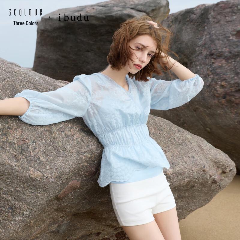 Women s Lyocell Embroidered Blouse & Camisole Two-Piece Set M
