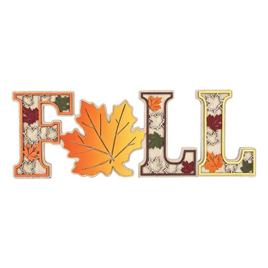 Autumn Table Decorations 4Pcs/Set Fall Wooden Tabletop Signs,Maple Leaf Letter for Rustic Thanksgiving Decor Tiered Tray Fireplace Dining Centerpieces