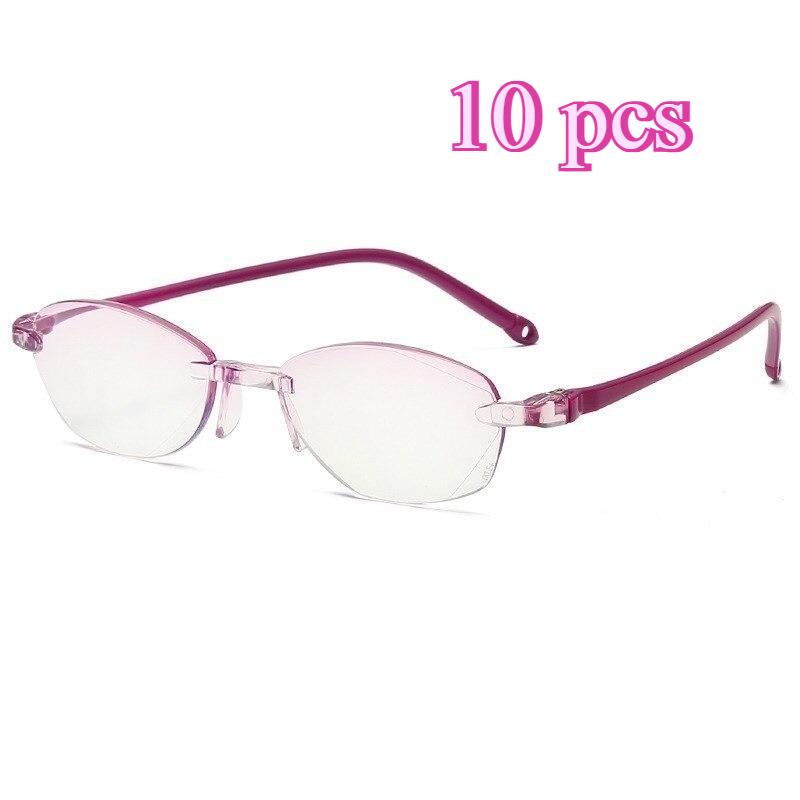 10 Pcs New Classic Frameless Reading Glasses Frameless Fashion Reading Glasses Anti-Blu-ray Reading Glasses HD Enhanced Coating