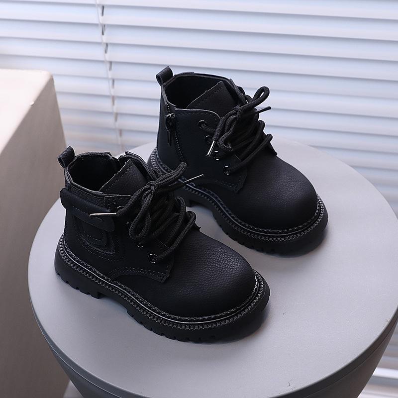 Classmate Girl Martin Boots Children's Boots 2025 Spring and Autumn New Black Children's Leather Boots British Style Baby Single Boots