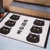 Cartoon Lucky Cat Dirt-Resistant Entrance Door Mat, Easy-Clean Silk Loop Foot Pad for Mud & Dust.