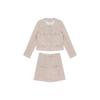 Korean-Style Pink Tweed Coat & A-Line Midi Skirt Two-Piece Set - Chic Spring/Summer Fashion