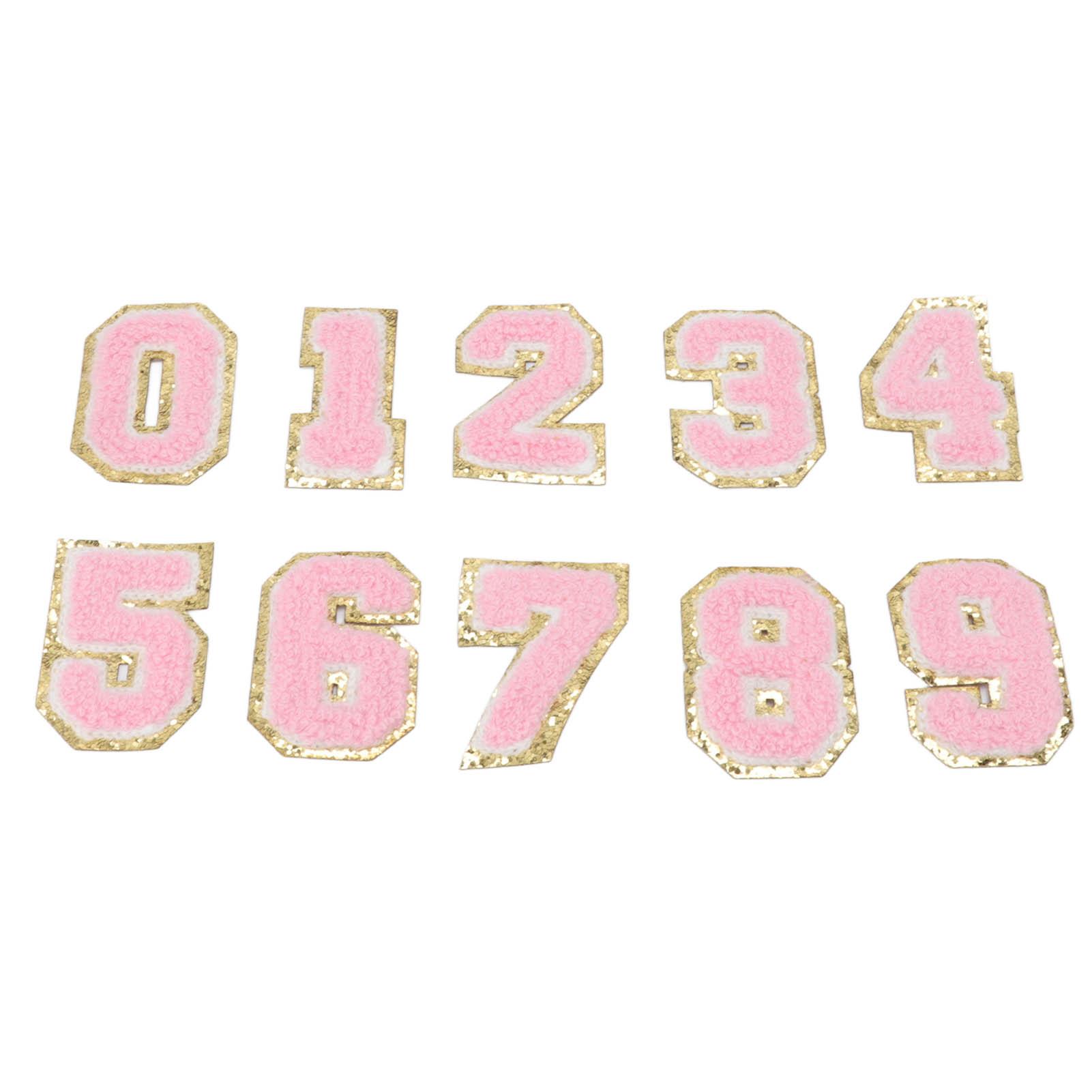 

10 шт. Розовые нашивки с цифрами от 0 до 9. Изысканные розовые, легко гладятся. Широко используются. Нашивки для приклеивания утюгом для