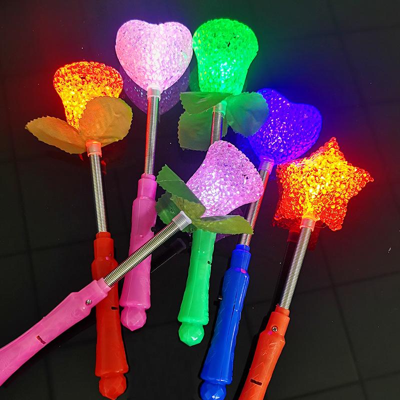 Novelty Funny Children Light-emitting Toy Creative Simulation Rose Stars Love Heart LED Flash Magic Wand Children Party Supplies