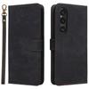 For Sony Xperia 1 VI Leather Case RFID Blocking Wallet Cover with Wrist Strap