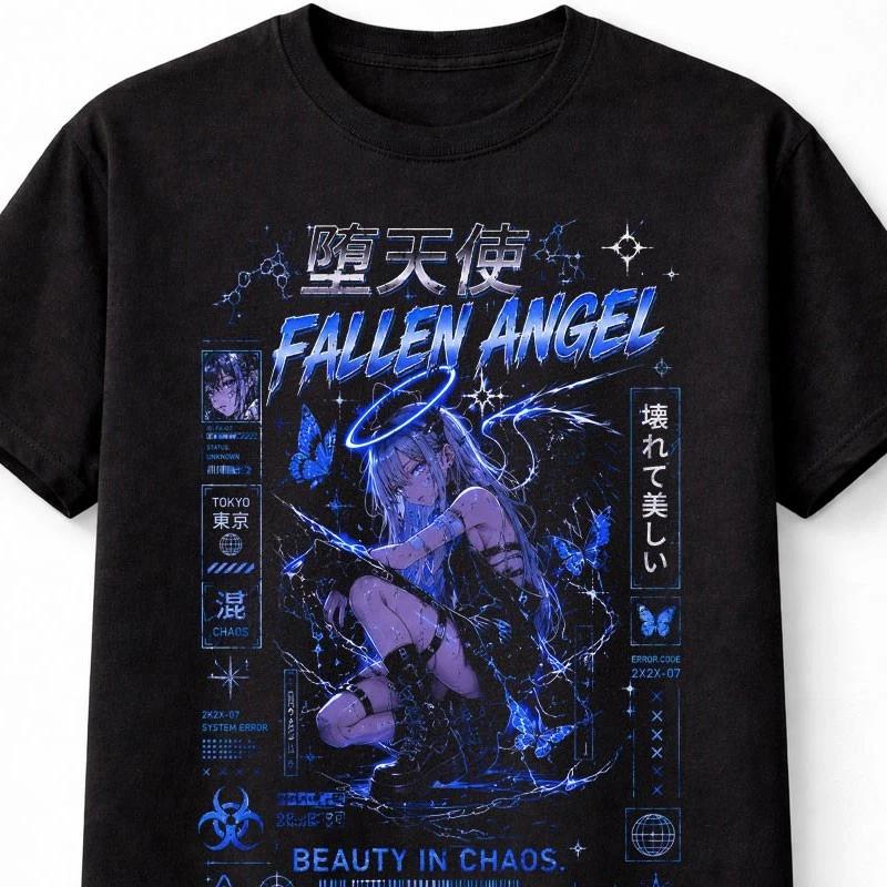 Fallen Angel Anime Y2K Goth Unisexga Graphic Unisex TShirt S