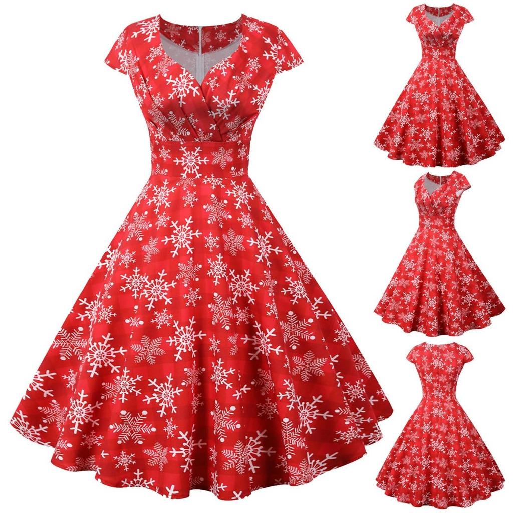Kvinner Vintage Kortermet Jul 1950 Housewife Evening Party Ball Dress