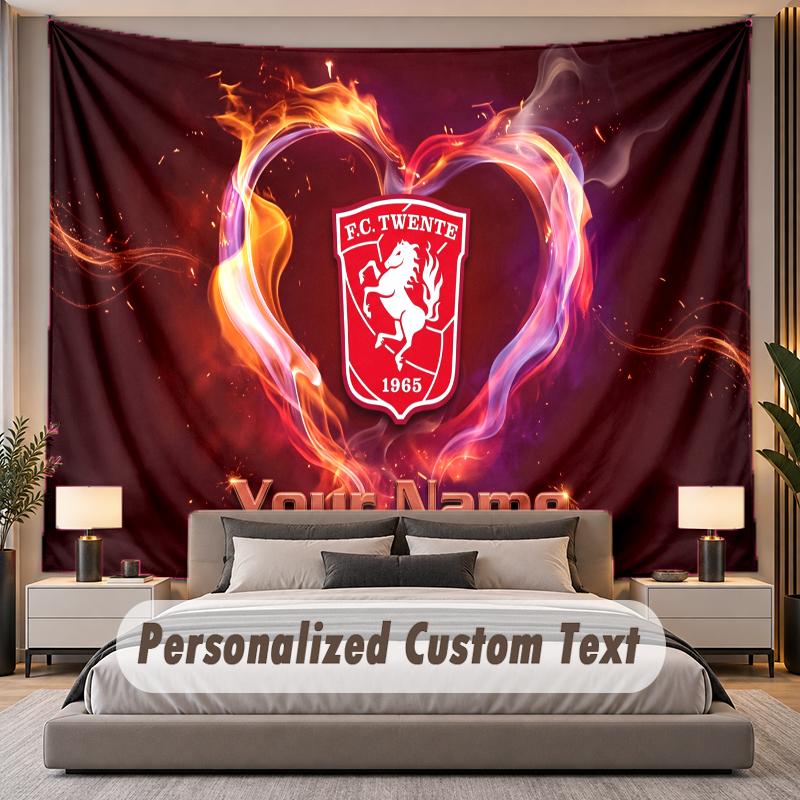 Custom Name Text Tapestry FC Twente Personalized Polyester Wall Tapestry For Bedroom And Room