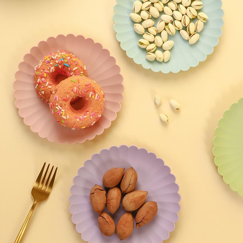 Dim Sum Cake Plate PP Material Thickened Flexible Durable Table Home Fruit Snack Plate Creative Simple Solid Color Plate