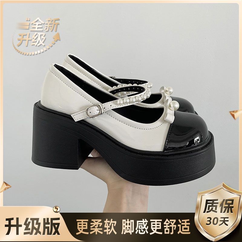 Versatile heightening round head platform small leather shoes women's new summer skirt Mary Jane shoes