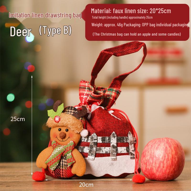 Christmas Eve Santa Gift Bag: Non-Woven Fabric Candy and Apple Small Gift Packaging