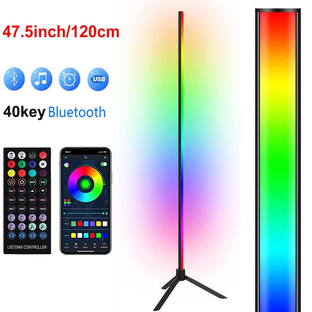 120cm Tripod RGB Corner Floor Lamp Bluetooth Tuya wifi Dimmable Led Standing Lights Living Room Bedroom Home decor Mood Lighting
