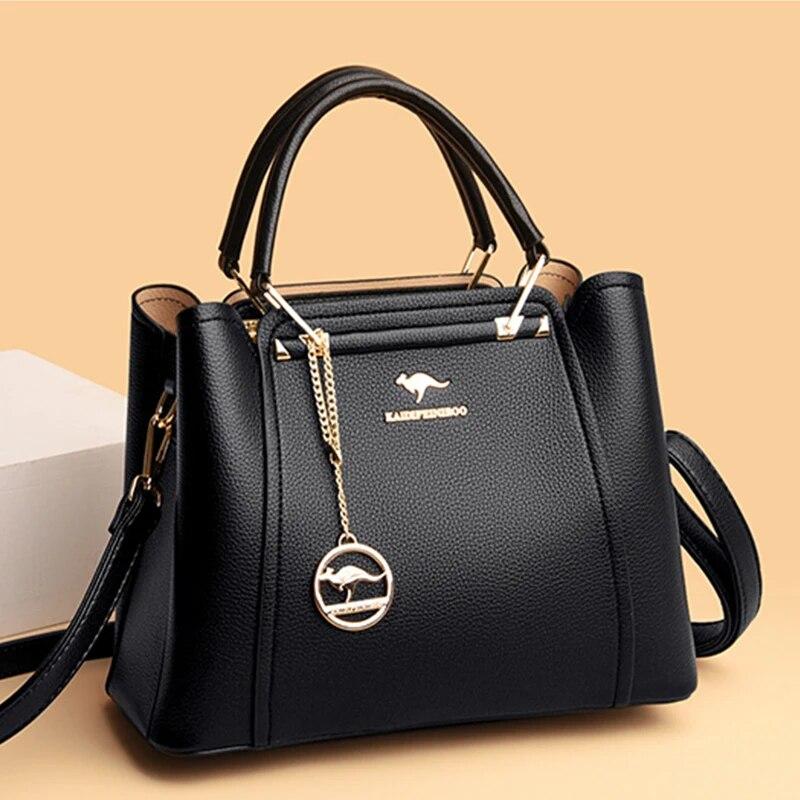 Luksus håndvesker i mykt skinn Damevesker Designer 3-lags skulder-crossbody-pose Dame Stor kapasitet Shopping Messenger Tote