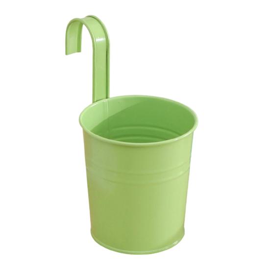 Metal Hanging Planter Flower Pot with Drain Hole Detachable Hook Railing Plant Pot for Balcony Garden Fence