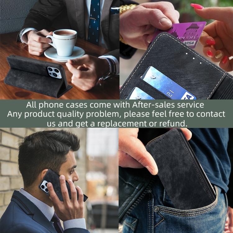 For Realme 9 Pro/V25/Q5 5G RFID Anti-theft Brush Magnetic Leather Phone Case