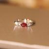 Imitation Ring Women'S Exquisite And Small Red Stone Design Sense Of Living Mouth Adjustable Ring