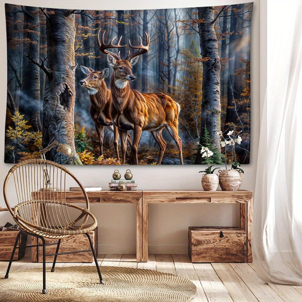 Charming Elk-Themed Tapestry - Versatile Wall Hanging for Home Decor, Perfect for Bedroom & Living Room - Durable Polyester, Easy Care