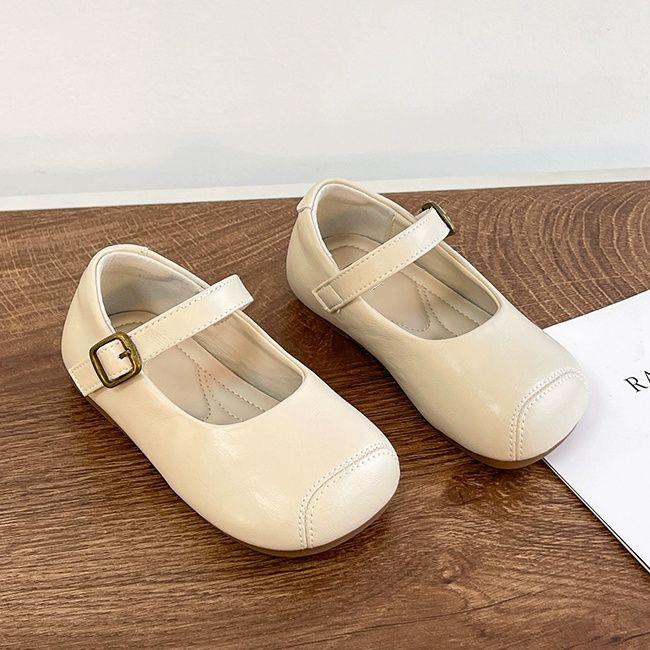Girls Flat Shoes Solid Color Versatile Kids Leather Shoes Non-slip Soft Sole 2025 New Children Dance Shoes Princess Ins Trendy