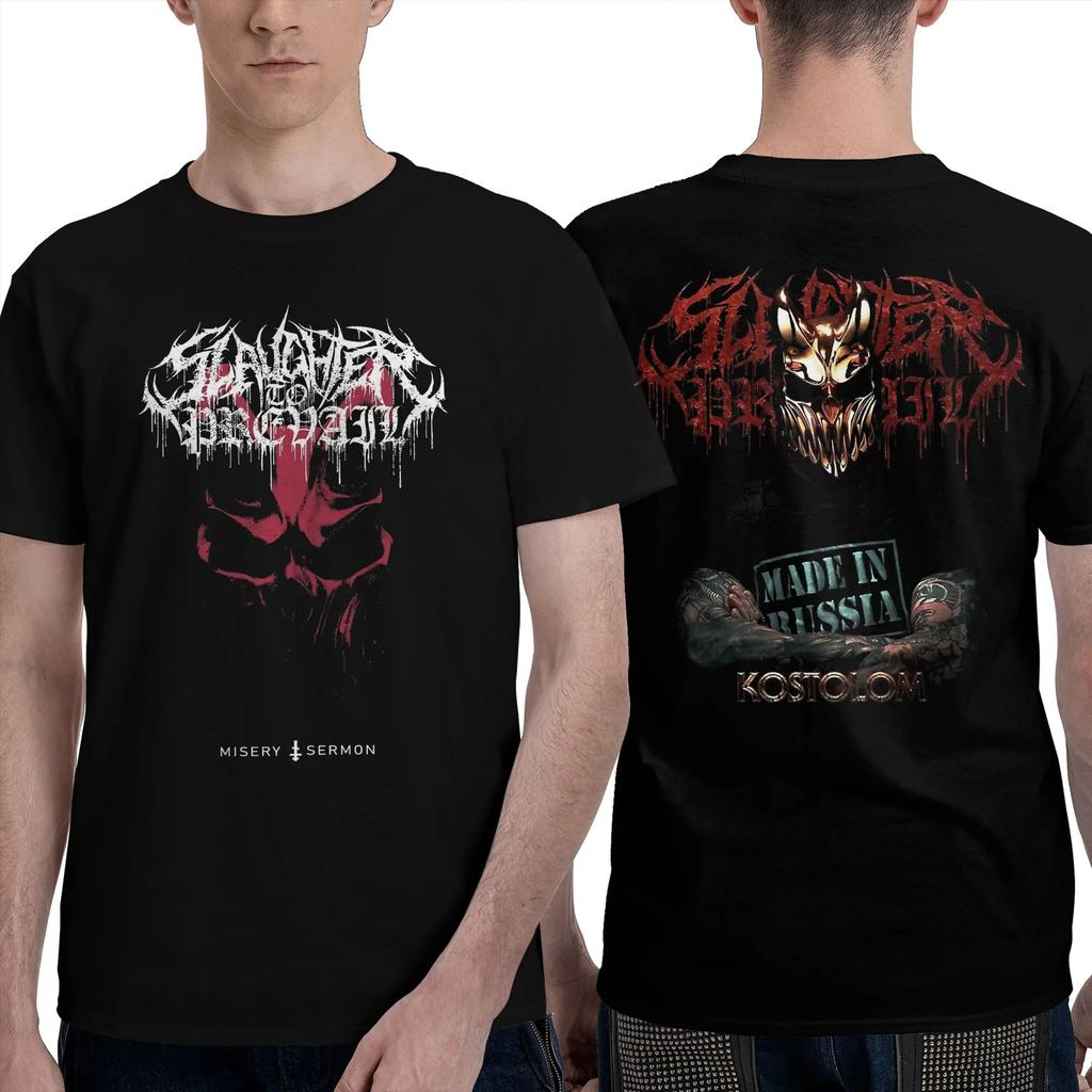SLAUGHTER TO PREVAIL Band 100 Cotton TShirt for Men Beach Streetwear T Shirts O Neck Harajuku Tees Oversize Casual Clothing