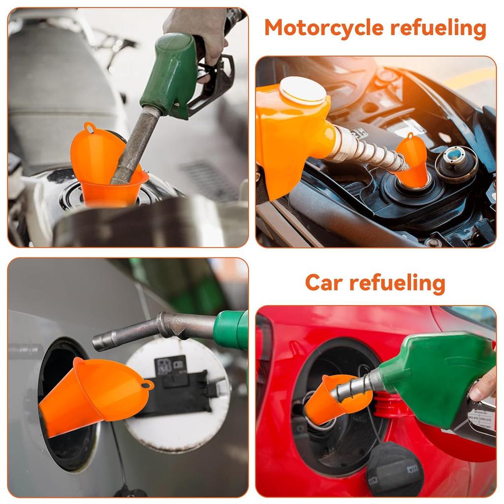 2-Pack Long Neck Multi-Purpose Spill Saver Plastic Funnel For Filling Automotive Oils, Lubricants, Engine Oils, Water, Diesel Fuel, Kerosene And