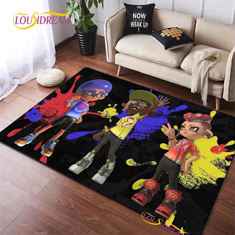 Tappeto Cartone Animato Gioco Splatoon per Soggiorno Camera da Letto Decorazione Tappeti da Area Cucina Tappetino Antiscivolo Alfombra Regalo di Compleanno Tappetino Poster